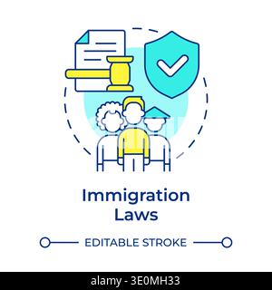 Immigration laws multi color concept icon Stock Vector