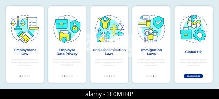 Types of compliance in HR onboarding mobile app screen Stock Vector