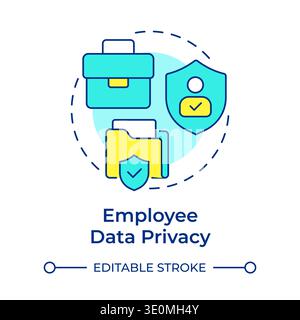 Employee data privacy multi color concept icon Stock Vector