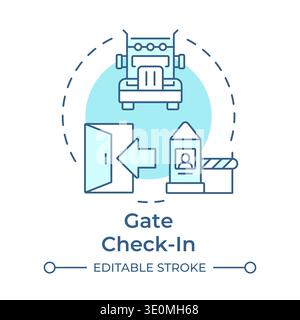 Gate check in soft blue concept icon Stock Vector