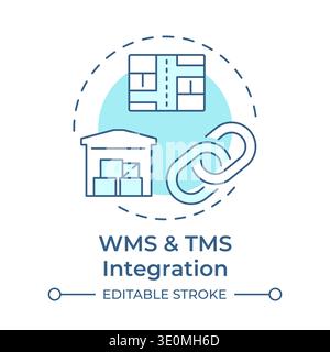 WMS and TMS integration soft blue concept icon Stock Vector