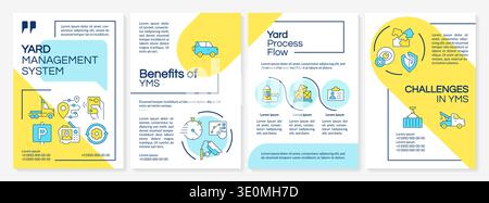 Yard management system blue and yellow brochure layout Stock Vector