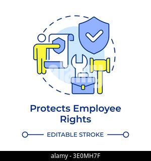 Protects employee rights multi color concept icon Stock Vector