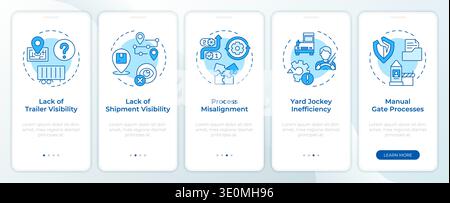 Common yard management challenges blue onboarding mobile app screen Stock Vector