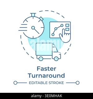 Faster turnaround soft blue concept icon Stock Vector