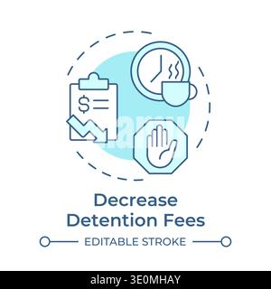 Decrease detention fees soft blue concept icon Stock Vector