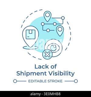 Lack of shipment visibility soft blue concept icon Stock Vector