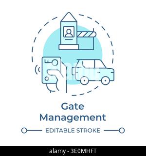 Gate management soft blue concept icon Stock Vector