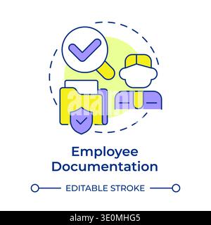 Employee documentation multi color concept icon Stock Vector