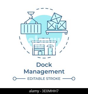 Dock management soft blue concept icon Stock Vector