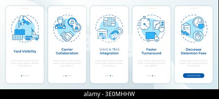 Benefits of yard management systems blue onboarding mobile app screen Stock Vector