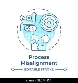 Process misalignment soft blue concept icon Stock Vector