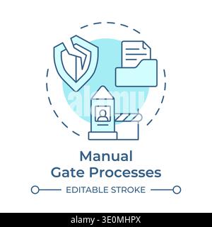 Manual gate processes soft blue concept icon Stock Vector