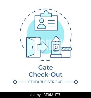 Gate check out soft blue concept icon Stock Vector