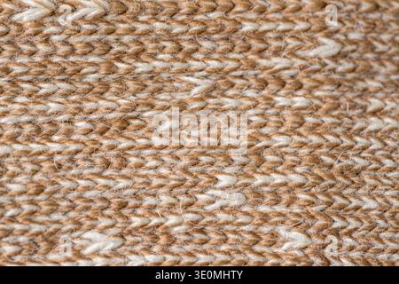Light alpaca wool knitted textile macro natural fabric texture background Stock Photo