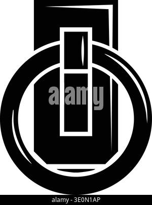 Black power button symbol with a vertical line and circular ring in bold style Stock Vector