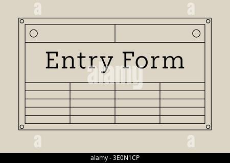 Form style card labeled entry form with rows and columns resembling a registration sheet Stock Vector