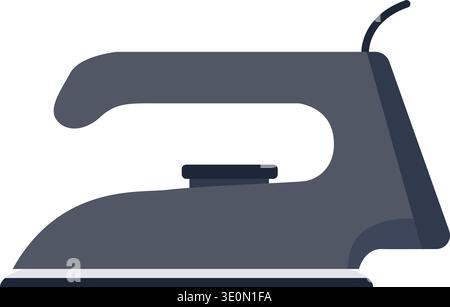 Flat illustration of an electric iron with handle and soleplate in dark gray tones Stock Vector
