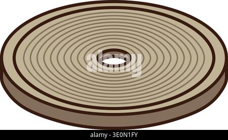 Round wooden coaster or disc with concentric rings and a small center hole Stock Vector