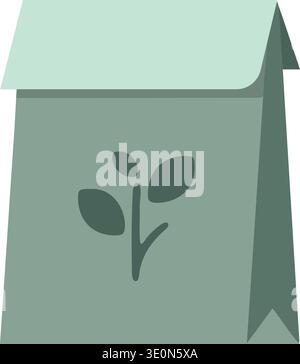 Simple paper bag illustration with a leaf emblem on the front suggesting eco packaging Stock Vector