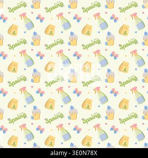 Happy Spring Nature Pattern Stock Vector