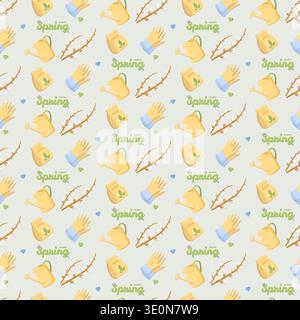 Happy Spring Gardening Pattern Stock Vector