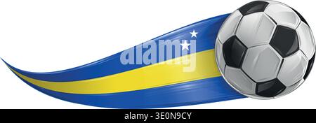 Soccer ball with the curacao flag, realistic effect. vector illustration, isolated on white background Stock Vector