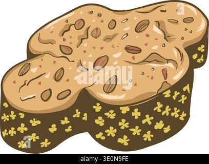 Colomba italian easter bread. Colorful vector drawind illustration. Typical Italian easter cake. vector illustration Stock Vector