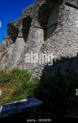 Opus Incertum rubble wall on the site of the Greek and Roman Tyrrhenian ...