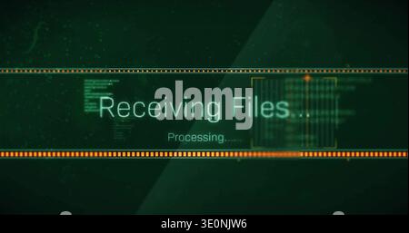 Displaying centered cyan Receiving Files with Processing Stock Photo