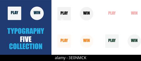 Abstract vector graphic design featuring 'Play' and 'Win' typography in various colors and shapes. Perfect for gaming, success, and competition concep Stock Vector