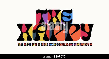Liquid Color Font Logo Fluid Alphabet Playful Letter Set Modern Typography, Creative Typographic Design for Title Text, Typo Poster Headline, Type Stock Vector