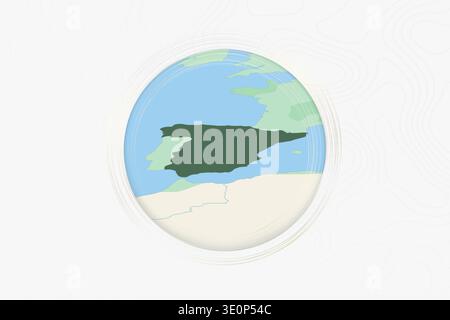 Stylized Map of Spain with Neighboring Areas. Map in a modern, minimalistic style with soft gradient colors. Stock Vector