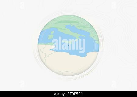 Stylized Map of Malta with Neighboring Areas. Map in a modern, minimalistic style with soft gradient colors. Stock Vector