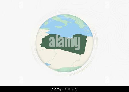 Stylized Map of Libya with Neighboring Areas. Map in a modern, minimalistic style with soft gradient colors. Stock Vector