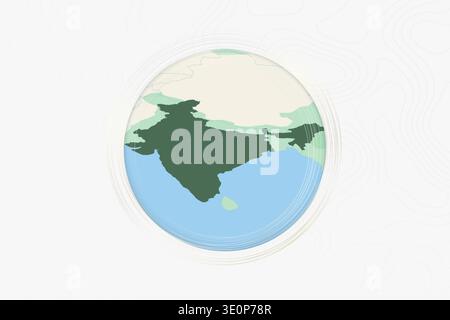 Stylized Map of India with Neighboring Areas. Map in a modern, minimalistic style with soft gradient colors. Stock Vector