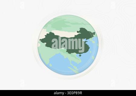 Stylized Map of China with Neighboring Areas. Map in a modern, minimalistic style with soft gradient colors. Stock Vector