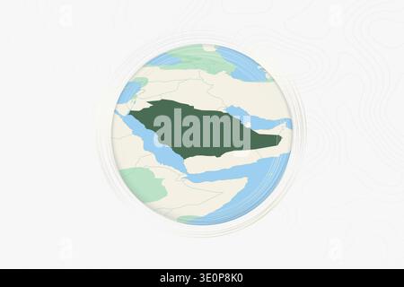 Stylized Map of Saudi Arabia with Neighboring Areas. Map in a modern, minimalistic style with soft gradient colors. Stock Vector