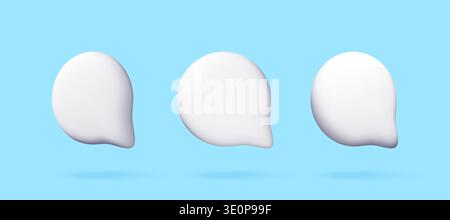Three white 3D speech bubbles Stock Vector