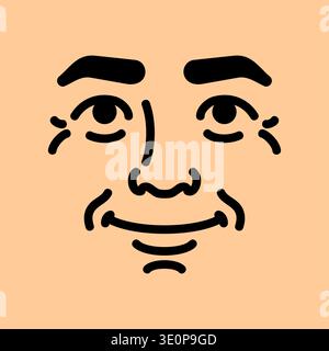 portrait of a smiling man on a peach-colored square background. Modern avatar icon for social media or user profile. Stock Vector