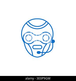 robot wearing a headset with a microphone. Concept for AI-powered customer support, call center, and online assistant. Stock Vector