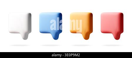 Set of four colorful 3d speech bubbles Stock Vector