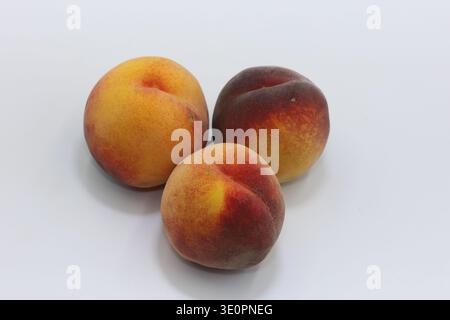 ripe peaches isolated on white Stock Photo