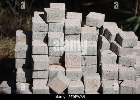 stack of paving stones on the ground Stock Photo