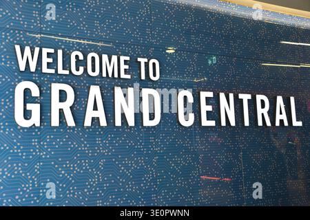 Welcome Sign to Birmingham Grand Central Station, Birmingham New Street Station, Birmingham, England, United Kingdom Stock Photo
