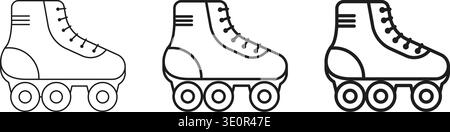 Roller skate icon set collection in flat style. Sport equipment vector illustration on isolated background. Shoe with wheels sign business concept. Stock Vector