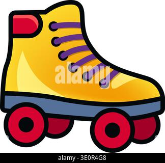 Roller skate colorful icon in flat style. Sport equipment vector illustration on isolated background. Shoe with wheels sign business concept. Stock Vector