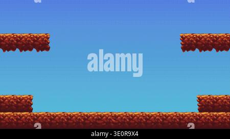 8 bit pixel platform landscape with floating islands Stock Vector