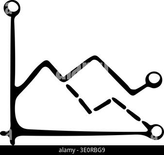 Data Analytics and Market Trends Icon. Growth Graph with Two Lines for Business Statistics. Hand-Drawn Vector Doodle. Stock Vector