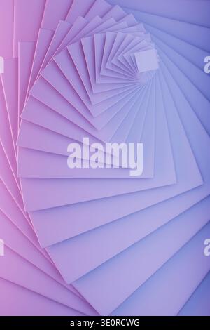 Purple pink vortex gradient abstract geometric background, pattern. Lavender layers twist into radial funnel, blending soft matte surfaces, pastel ton Stock Photo